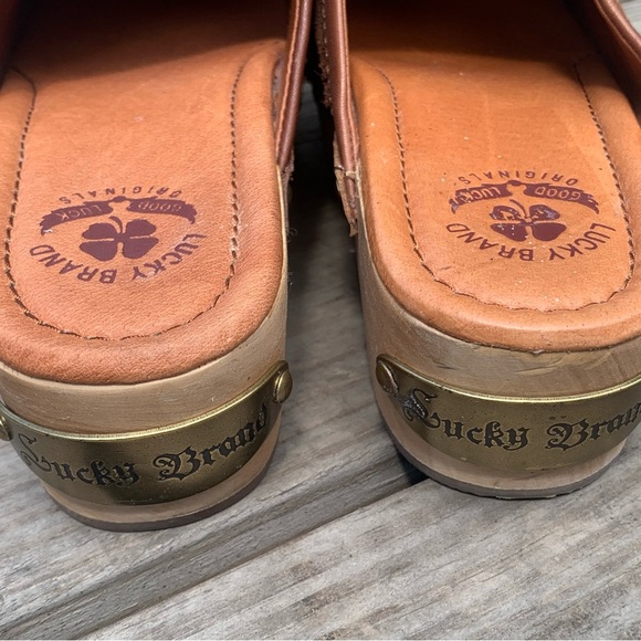 Lucky Brand Women's LK-Lilac Brown Leather Peace Suede Slip On Clogs Sz 9.5M - Picture 7 of 10